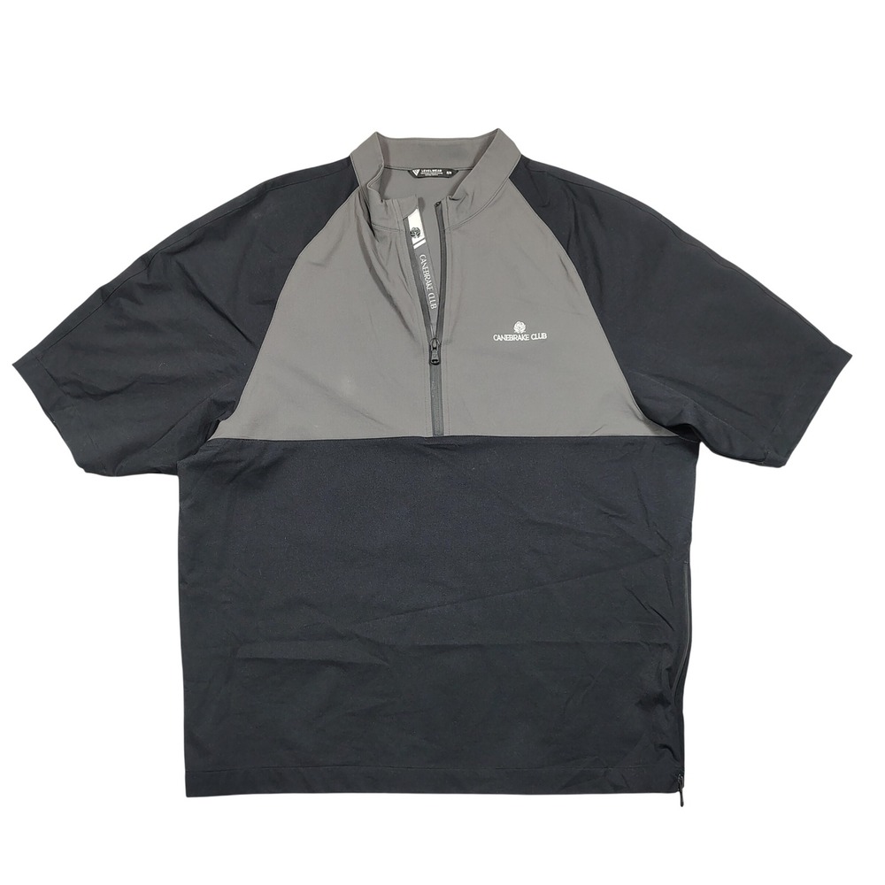 Levelwear Quarter Zip Pullover Mens Medium Gray Black Canebrake Club Nylon Blend